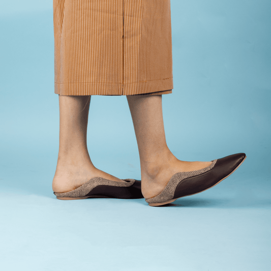 Brown Checkered Mule