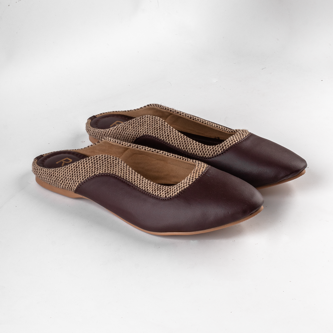 Brown Checkered Mule