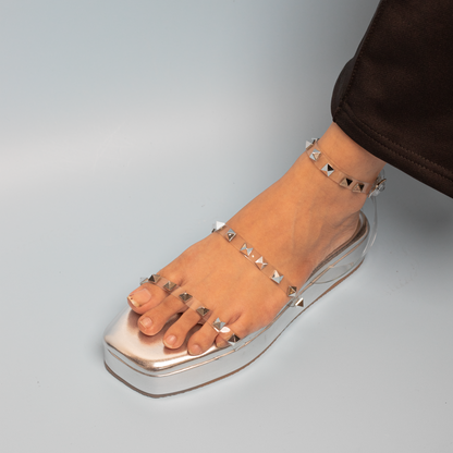 Transparent straps with studs