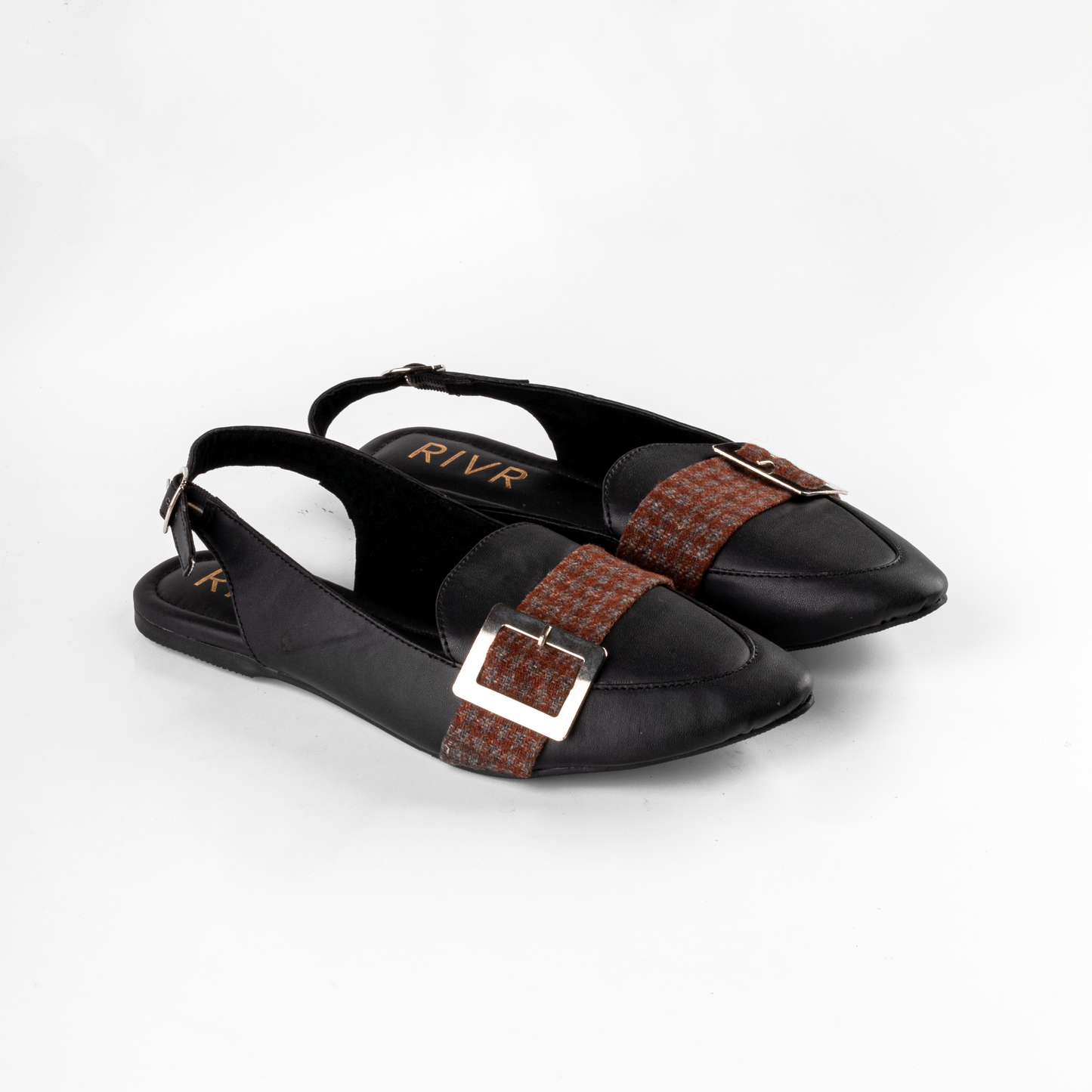Tweed strap with slingback in Black