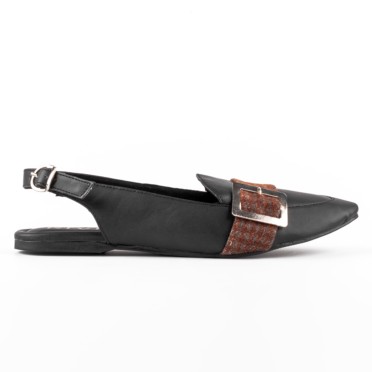 Tweed strap with slingback in Black